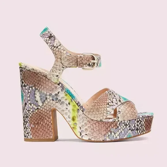 Kate Spade Grace Platform Sandals Lemon Sorbet NIB Retail $228 Sold Out - Picture 2 of 14